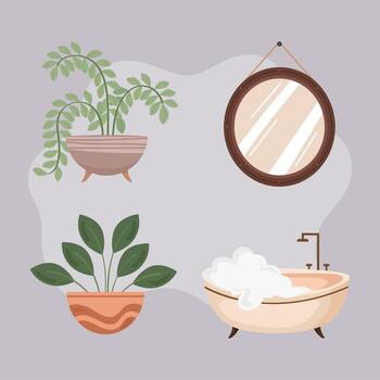 objetos baño interior vector
