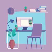 graphic designer desktop workplace vector