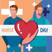 nurse day with heart vector