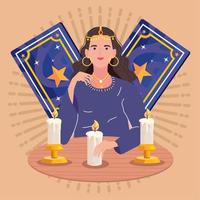 fortune teller with candles vector