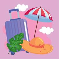 suitcase and umbrella vector