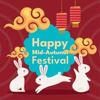 mid autumn festival lettering card vector