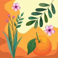 flowers and orange vector