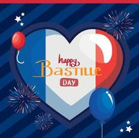 happy bastille day lettering vector