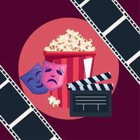 pop corn and clapperboard vector