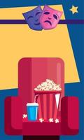 silla de cine con palomitas vector