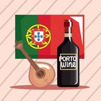 fado con bandera portugal vector