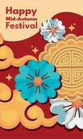 mid autumn festival lettering postcard vector