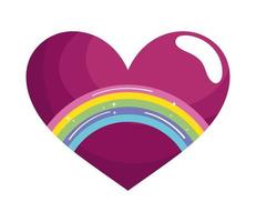 heart love with rainbow vector