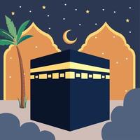 mecca with moon scene vector