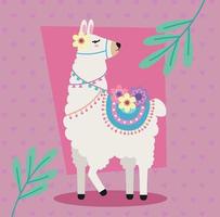 sweet llama with branches vector