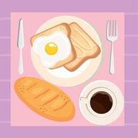 egg fried with bread vector