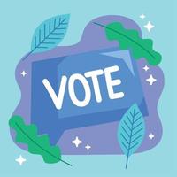 vote in speech bubble and leafs vector