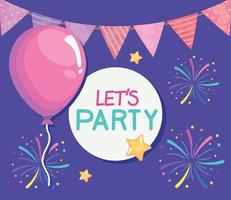 lets party lettering with garlands vector