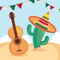 mexican celebration with cactu vector