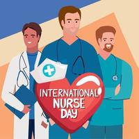 nurse day lettering with staff vector
