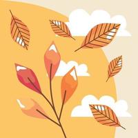 autumn leafs and clouds vector