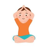 seated boy practicing yoga vector