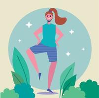 woman practicing exercise vector