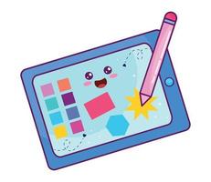 tablet drawn kawaii style vector