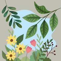 yellow flowers in stain frame vector