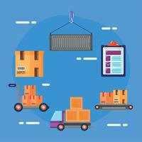 six warehouse service icons vector