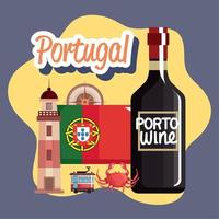 portugal lettering with flag vector