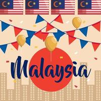 malaysia lettering with garlands vector