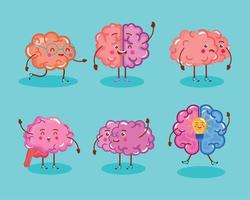 six brains storming icons vector