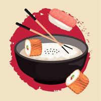 yoshoku soup and sushi vector