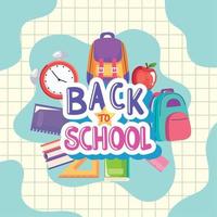 back to school lettering with supplies vector