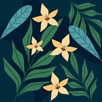 beige flowers and leafs pattern vector