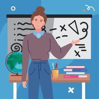 female teacher in geometry class vector