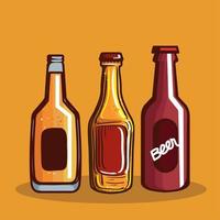 tres botellas de cerveza vector