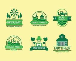 six farm products stamps vector