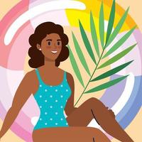 afro girl seated with float vector