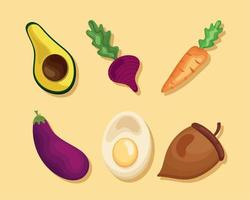 delicious super foods icons vector