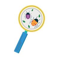 magnifying glass with insects vector