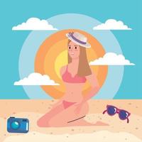 woman on the beach vector