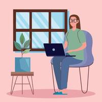 woman using laptop vector