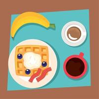 pancake with coffee and banana vector