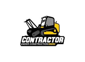 Skid steer land clearing logo vector for construction company. Heavy equipment template vector illustration for your brand.