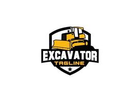 Dozer logo vector for construction company. Vehicle equipment template vector illustration for your brand.