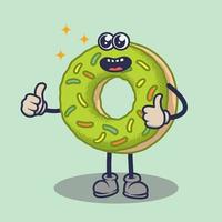 Teary eyes Donuts with laughing good expression sticker. Cartoon sticker in comic style with contour. Decoration for greeting cards, posters, patches, prints for clothes, emblems. vector