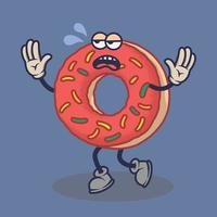 Bored Donuts with weary face expression sticker. Cartoon sticker in comic style with contour. Decoration for greeting cards, posters, patches, prints for clothes, emblems. vector