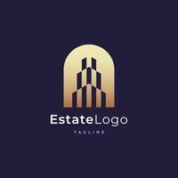 Building logo design with negative space style real estate, architecture, construction vector