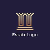 Building logo design with line outline style real estate, architecture, construction vector