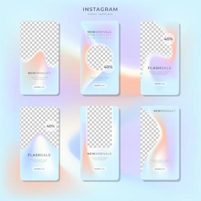 set of Gradient colorful instagram sale story collection