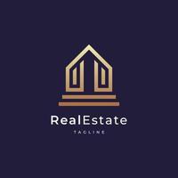 Building logo design with line outline style real estate, architecture, construction vector