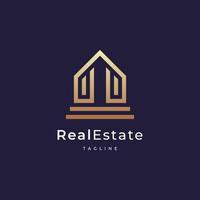 Building logo design with line outline style real estate, architecture, construction vector